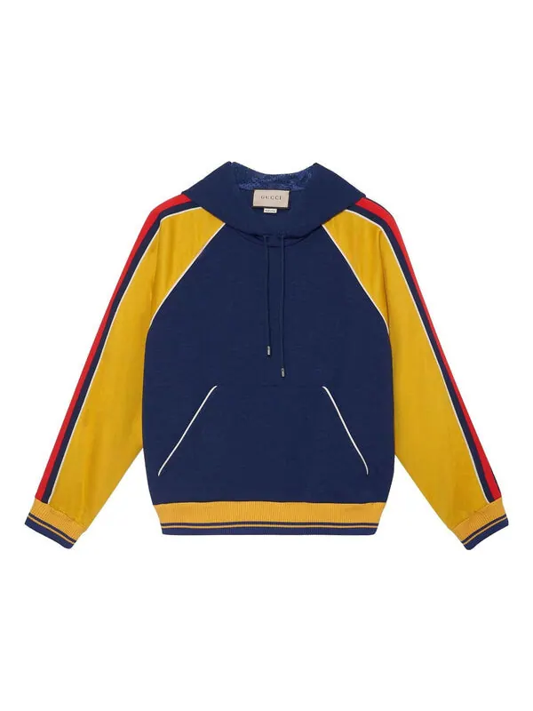 Толстовка Gucci GG Jacquard Hooded Sweatshirt — изображение 1 из 4, синий/желтый