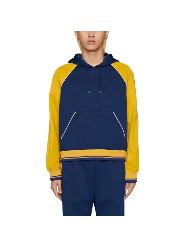 Толстовка Gucci GG Jacquard Hooded Sweatshirt — изображение 4 из 4, синий/желтый