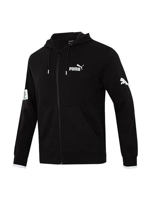 Куртка power full-zip hoody jacket 'black' Puma — изображение 1 из 2, черный