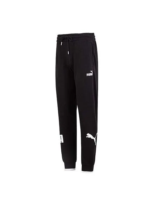 Брюки power sweatpants 'black' Puma — изображение 1 из 4, черный/белый