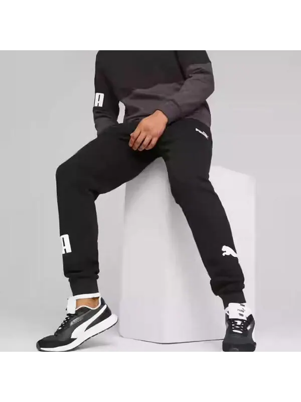 Брюки power sweatpants 'black' Puma — изображение 3 из 4, черный/белый