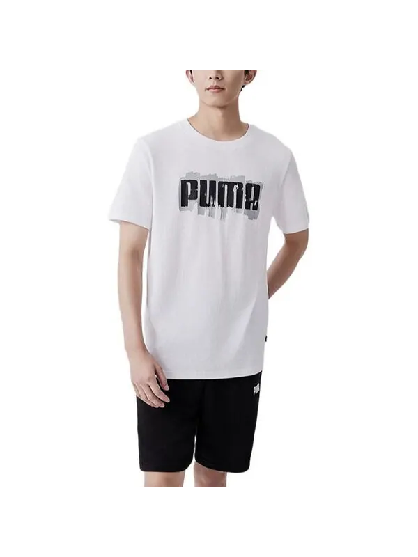 Футболка logo wording t-shirt 'white' Puma — изображение 2 из 2, белый