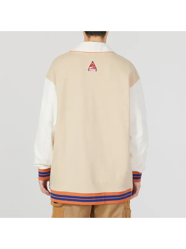 Куртка team badge v-neck jacket 'beige' Puma — изображение 4 из 4, бежевый