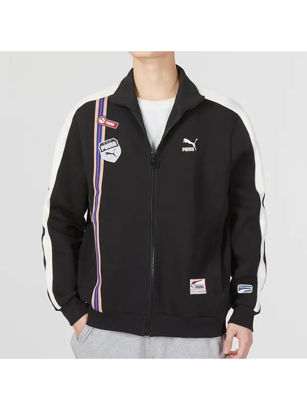 Куртка team badge zipper jacket 'black' Puma — изображение 3 из 4, черный