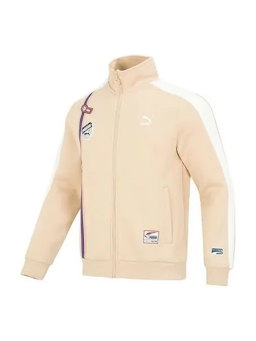 Куртка team badge zipper jacket 'beige' Puma — изображение 1 из 4, бежевый