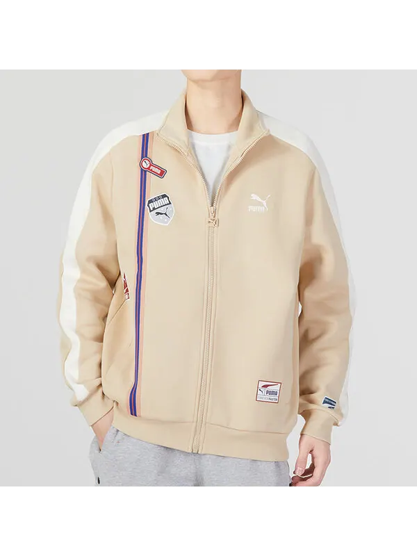 Куртка team badge zipper jacket 'beige' Puma — изображение 3 из 4, бежевый