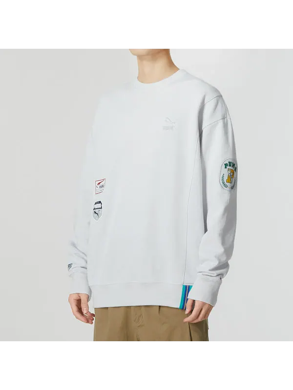Свитер team badge crew sweater 'grey' Puma — изображение 3 из 4, серый