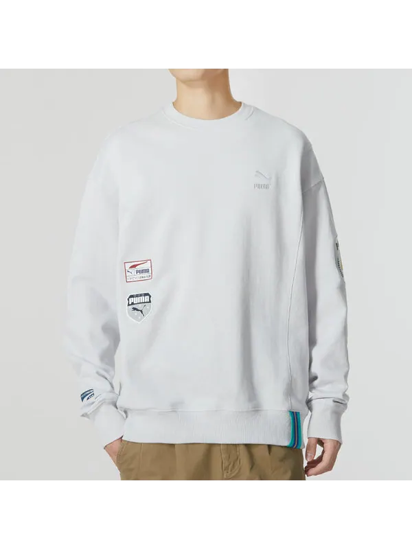 Свитер team badge crew sweater 'grey' Puma — изображение 4 из 4, серый