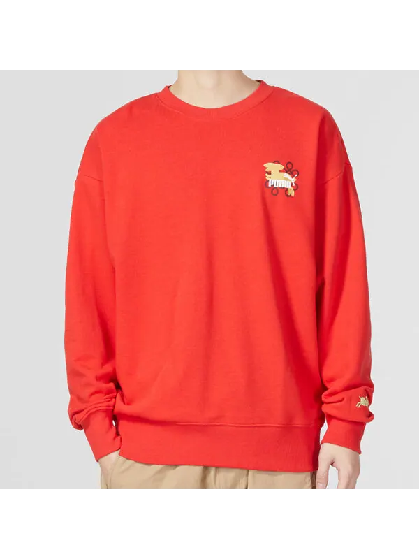 Свитер essentials cny graphic logo sweatshirt 'red' Puma — изображение 3 из 4, красный