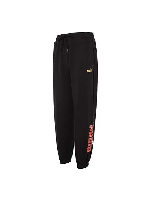 Брюки essentials cny graphic pants 'black' Puma — изображение 1 из 4, черный