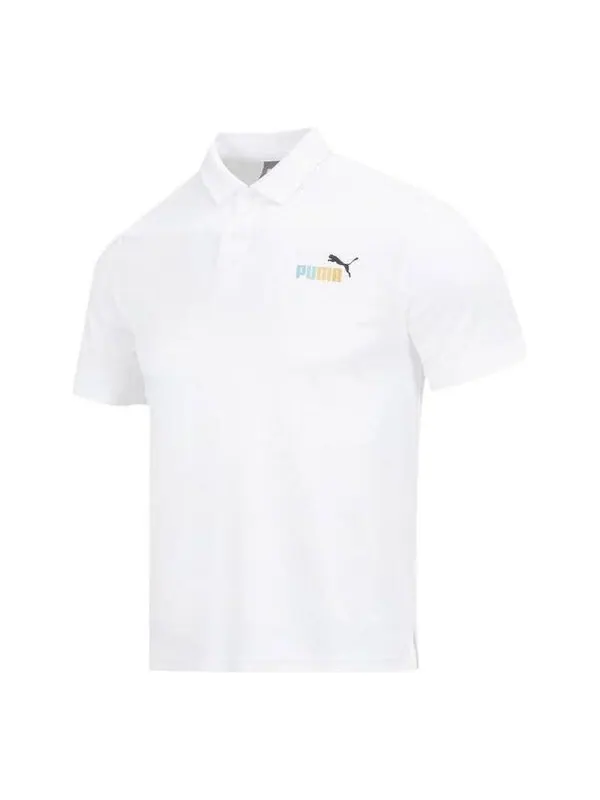 Футболка graphic logo polo shirt 'white' Puma — изображение 1 из 4, белый