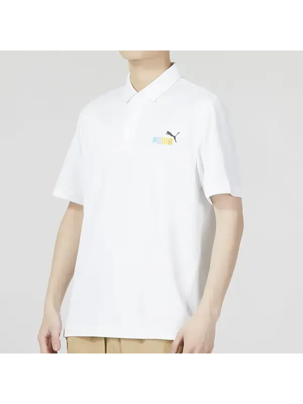 Футболка graphic logo polo shirt 'white' Puma — изображение 3 из 4, белый