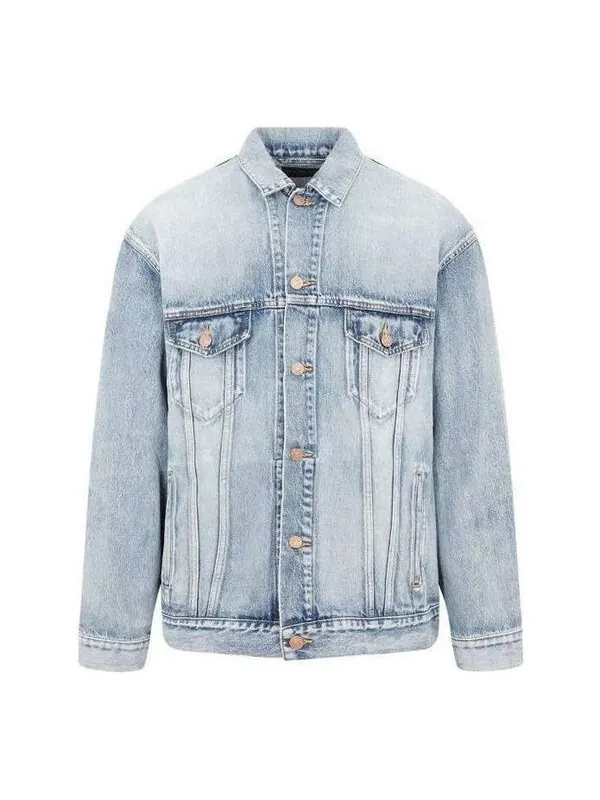 Куртка bb sprayed denim jacket large fit 'light blue yellow' Balenciaga — изображение 1 из 2, светлый синий желтый