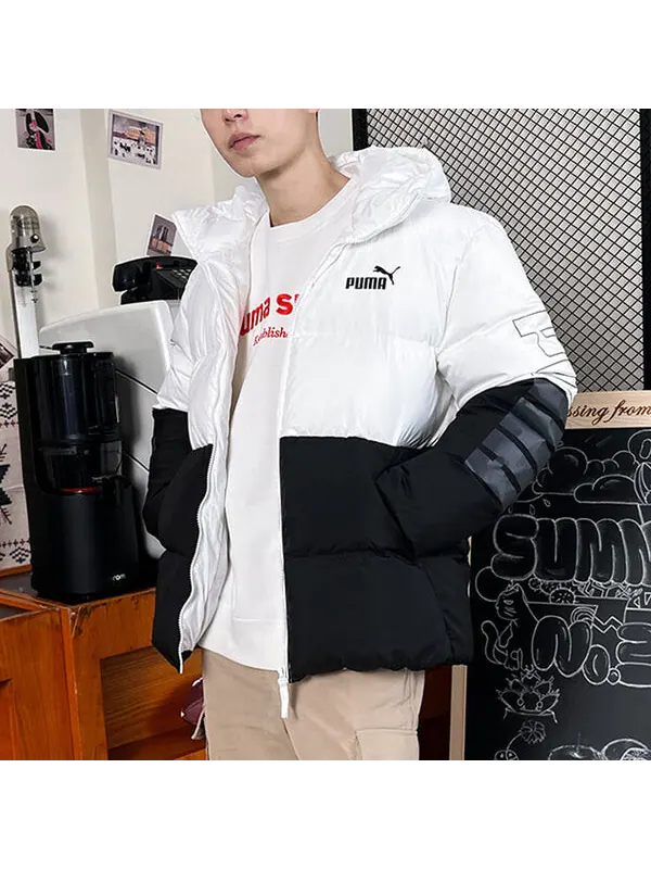 Куртка colorblock puffer jacket 'black' Puma — изображение 3 из 4, черный