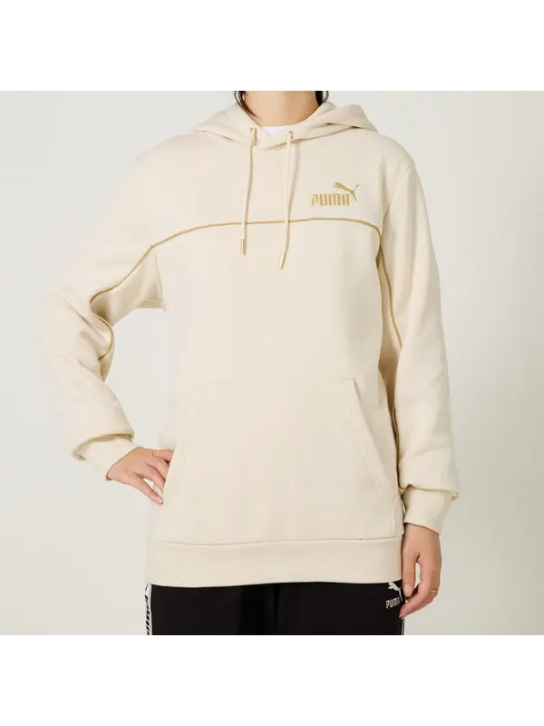 Толстовка Puma Luxe Crew Embroidered Logo Sports hoodie 'Beige' — изображение 3 из 4, бежевый/желтый/мульти