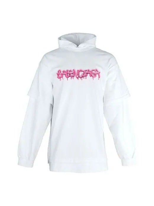 Толстовка slime double long sleeve hooded t-shirt 'white bubblegum' Balenciaga — изображение 1 из 4, белый