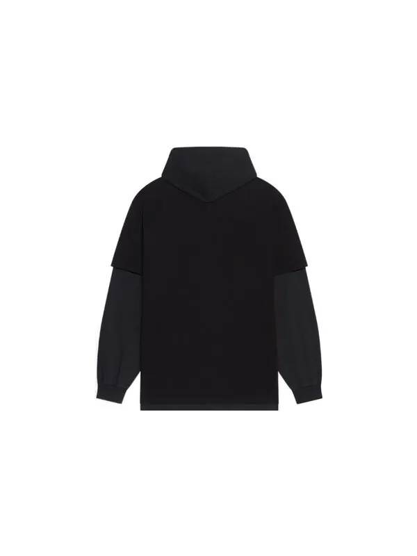 Толстовка slime double long sleeve hooded t-shirt 'black' Balenciaga — изображение 2 из 4, черный