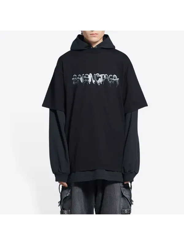 Толстовка slime double long sleeve hooded t-shirt 'black' Balenciaga — изображение 4 из 4, черный