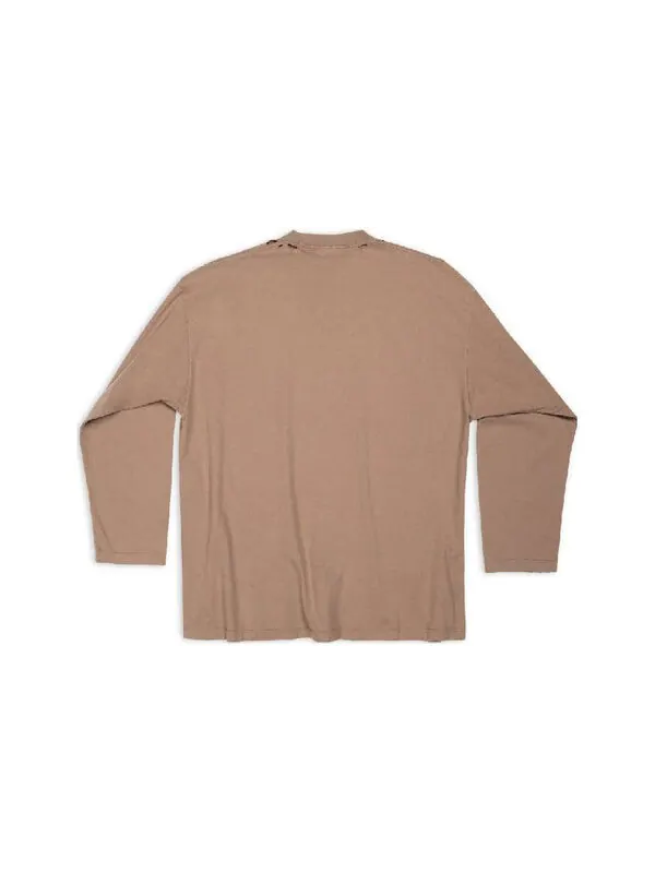 Футболка caps oversized long sleeve t-shirt 'khaki' Balenciaga — изображение 2 из 4, хаки