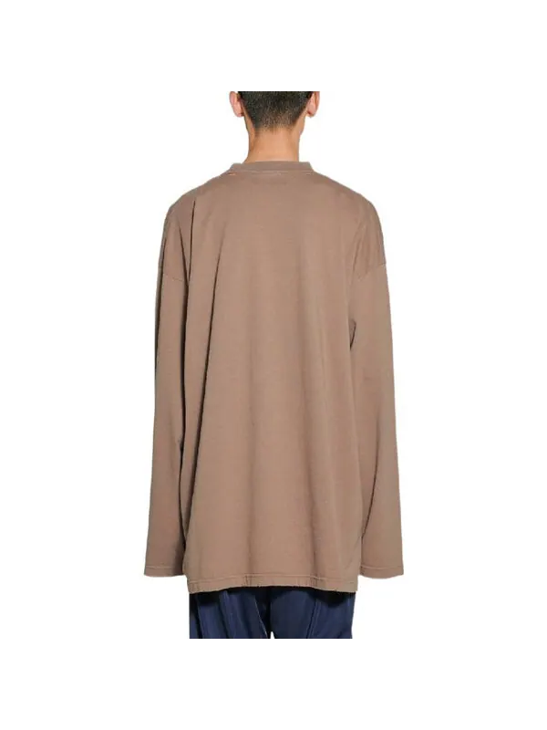 Футболка caps oversized long sleeve t-shirt 'khaki' Balenciaga — изображение 4 из 4, хаки
