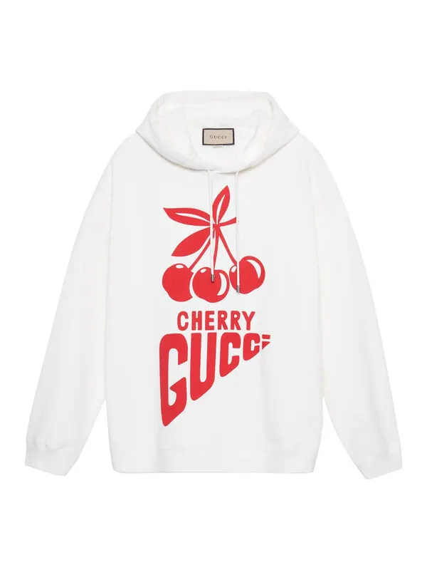 Толстовка Gucci cherry cotton sweatshirt 'ivory' — изображение 1 из 4, белый
