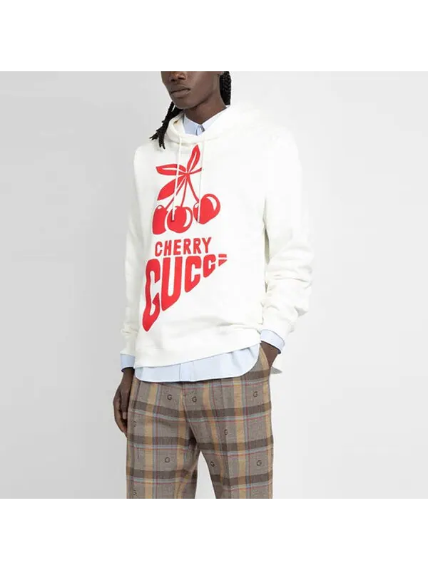 Толстовка Gucci cherry cotton sweatshirt 'ivory' — изображение 3 из 4, белый