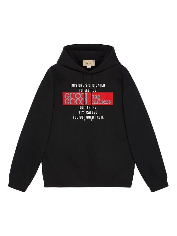 Толстовка GUCCI FW21 You got good taste Hoodie 'Black' — изображение 1 из 4, черный/красный