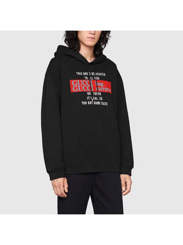 Толстовка GUCCI FW21 You got good taste Hoodie 'Black' — изображение 4 из 4, черный/красный