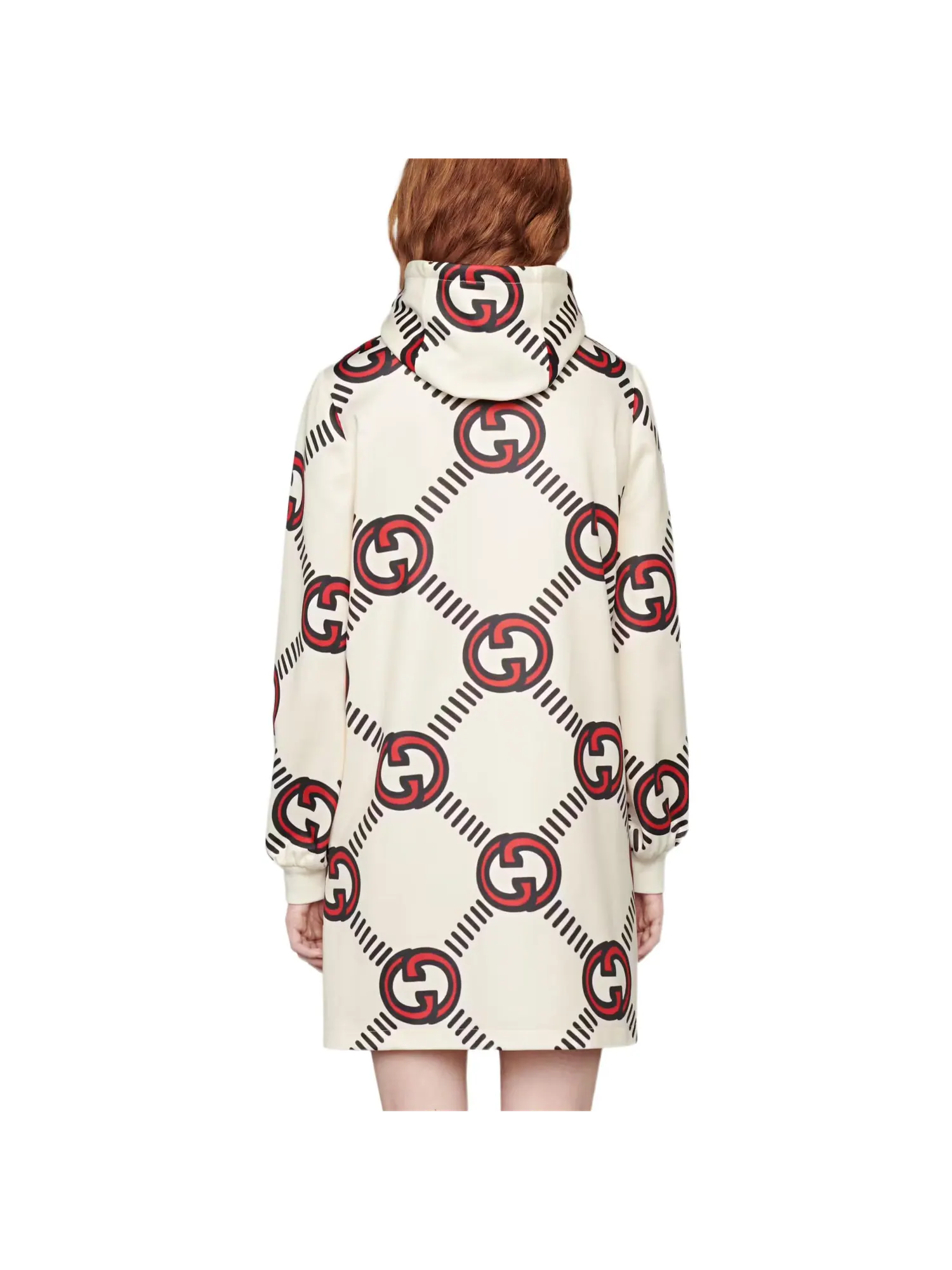 Платье Gucci Техническое трикотажное с переплетенными буквами G, женское — изображение 4 из 4, белый/красный/черный