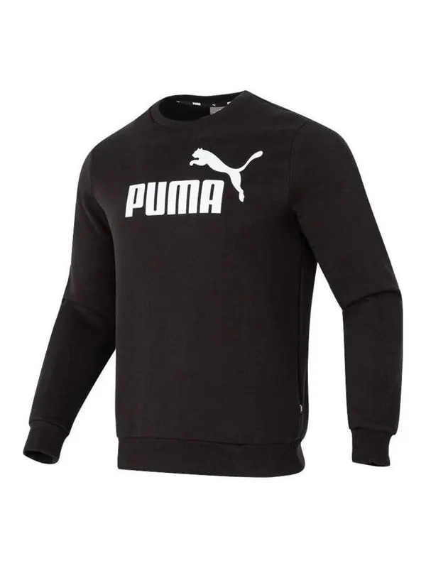 Свитер letter print fleece pullover sweatshirt 'black white' Puma