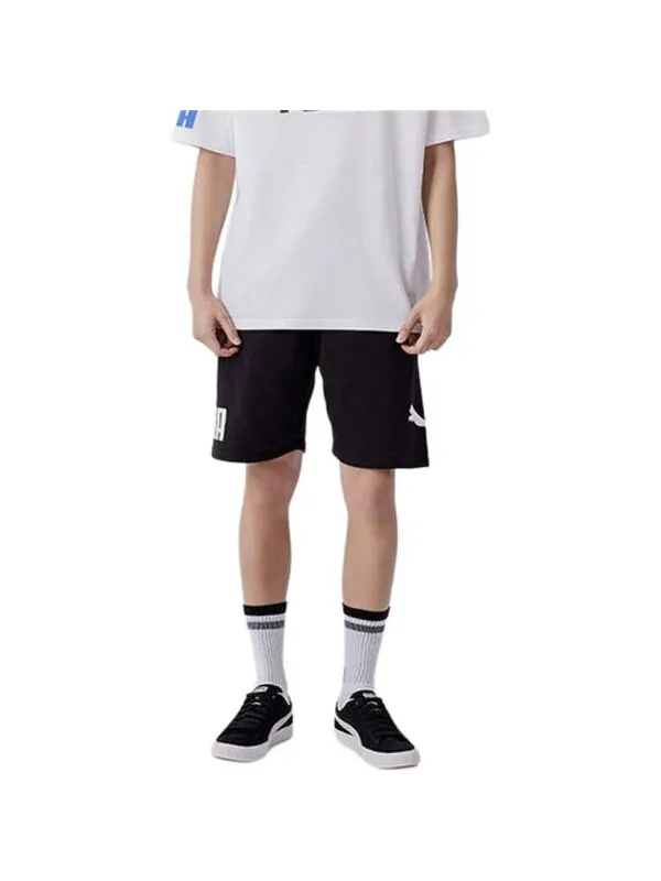 Шорты logo casual shorts 'black' Puma — изображение 2 из 2, черный/белый