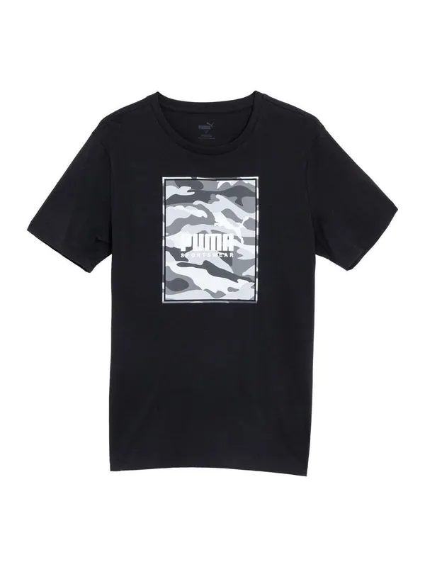 Футболка box logo camo lifestyle t-shirt 'black' Puma — изображение 1 из 2, черный