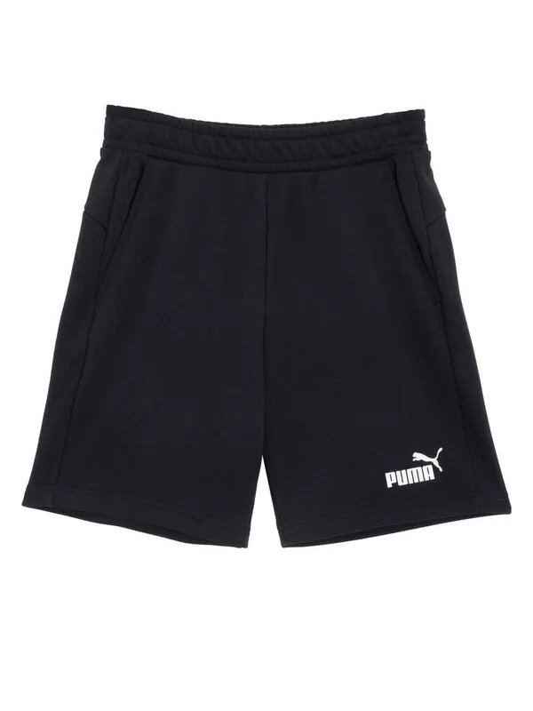Шорты logo essentials sweat shorts 'black' Puma — изображение 1 из 2, черный