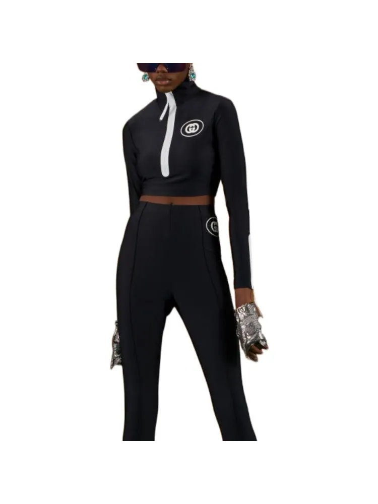 Спортивный топ Gucci Sparkling Long Sleeve Track Top, с длинным рукавом — изображение 2 из 3, черный