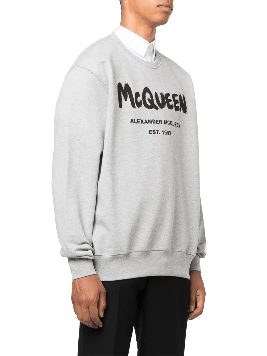 Свитшот Alexander McQueen SS24 Graffiti из органического хлопка, цвет «серый» 688713QTZ810902 — изображение 3 из 7