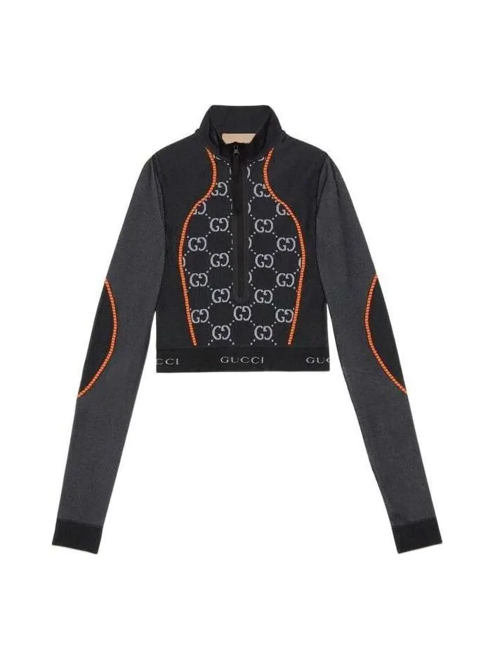 Топ Gucci GG Jersey Jacquard Cropped Top — изображение 1 из 4, черный
