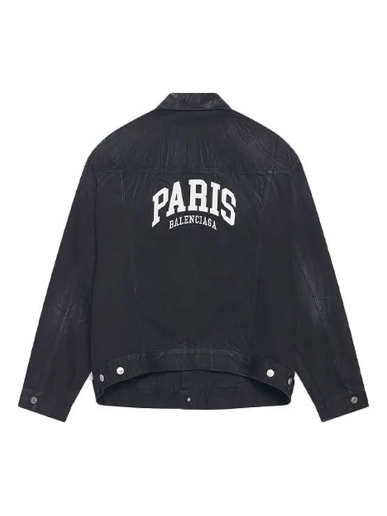 Куртка cities paris oversized denim jacket 'washed black white' Balenciaga — изображение 1 из 4, черный/белый