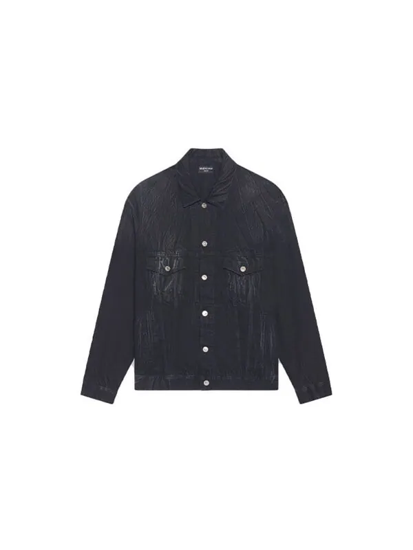 Куртка cities paris oversized denim jacket 'washed black white' Balenciaga — изображение 2 из 4, черный/белый
