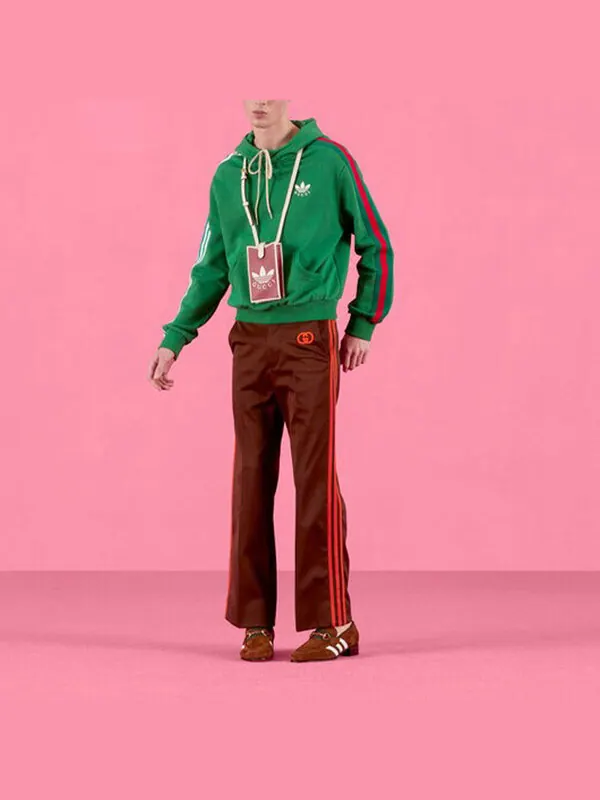 Толстовка adidas cotton hoodies 'green' Gucci — изображение 2 из 4, зеленый