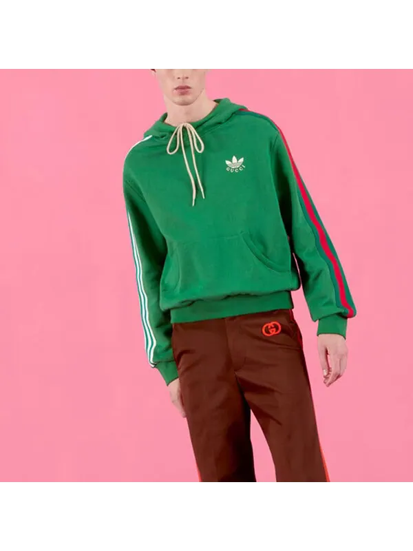 Толстовка adidas cotton hoodies 'green' Gucci — изображение 3 из 4, зеленый