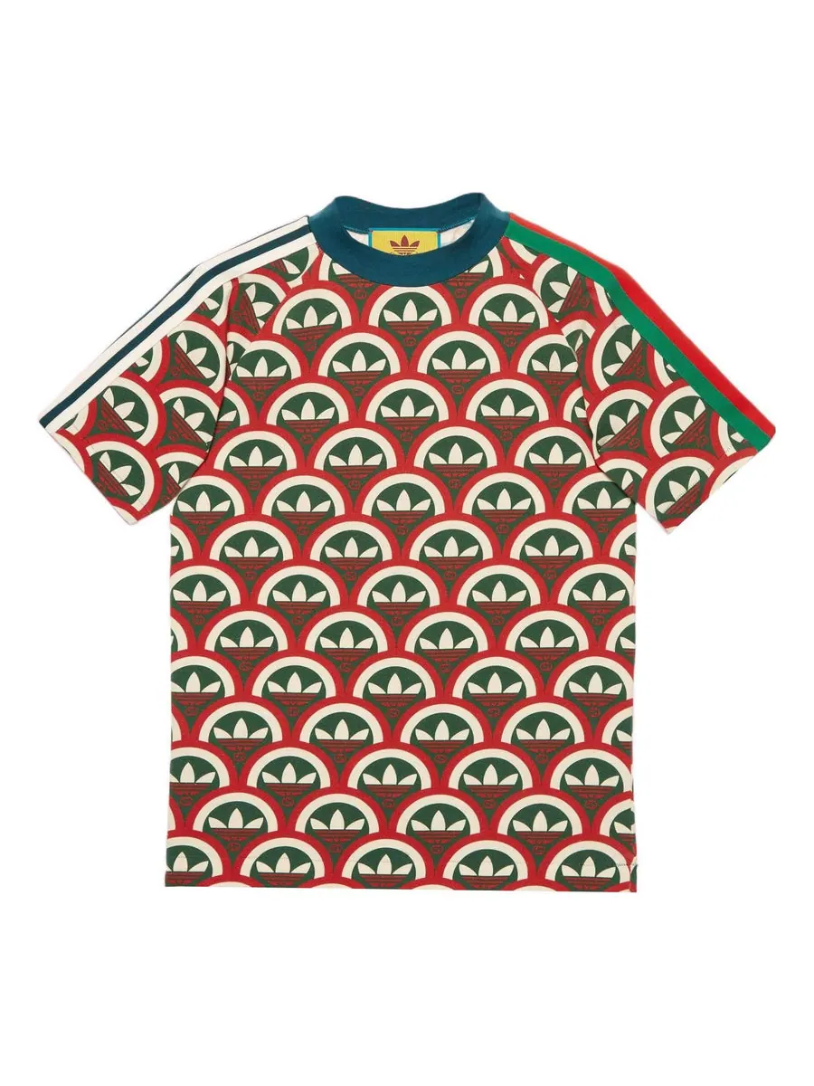 Футболка Gucci x adidas Trefoil T-shirt 'Red Green' — изображение 1 из 5, красный