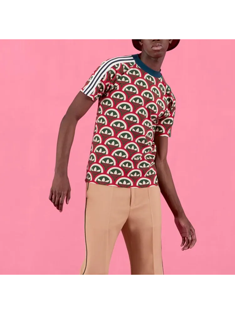 Футболка Gucci x adidas Trefoil T-shirt 'Red Green' — изображение 4 из 5, красный