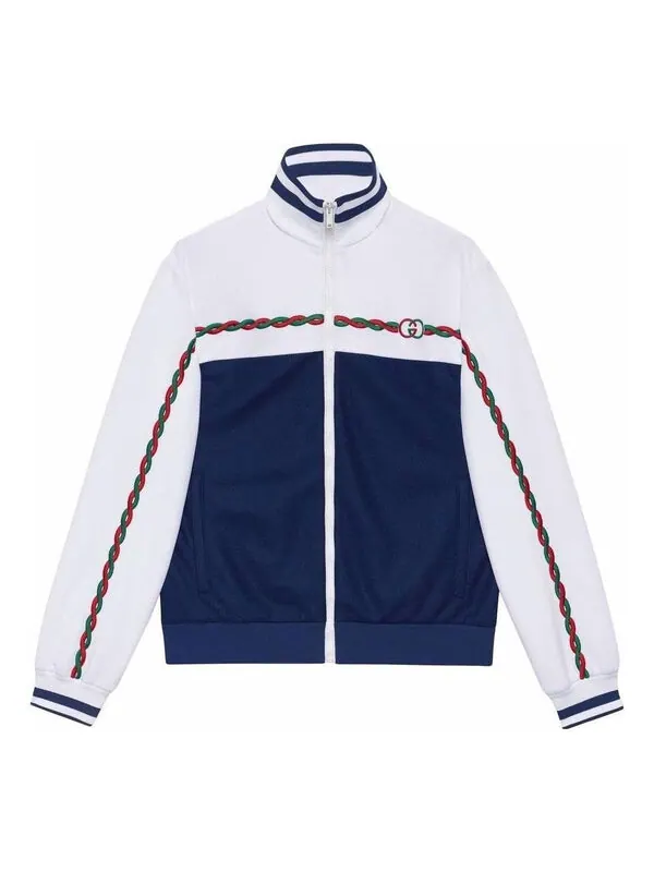 Куртка Gucci Interlocking G Polyester Pique Zip-Up Jacket — изображение 1 из 1, белый/синий