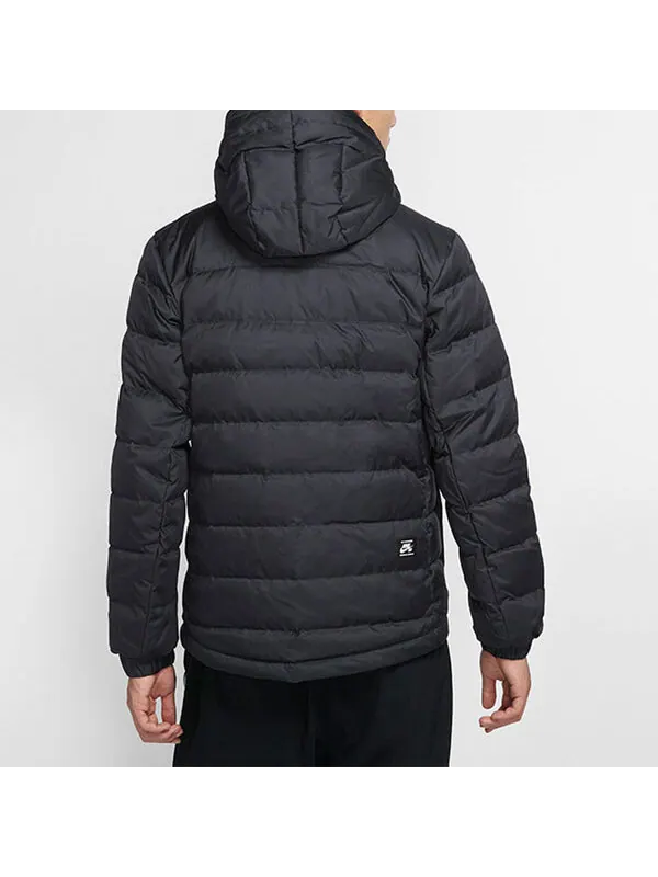 Пуховик Nike SB Skateboard Stay Warm Windproof Casual Sports hooded down Jacket Black — изображение 4 из 4, черный