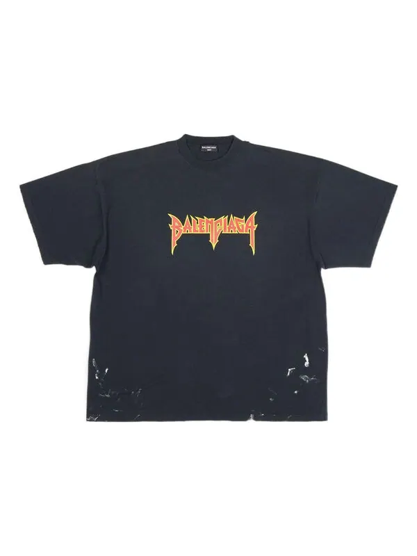 Футболка metallica short sleeve t-shirt oversized fit 'black orange' Balenciaga — изображение 1 из 4, черный/оранжевый