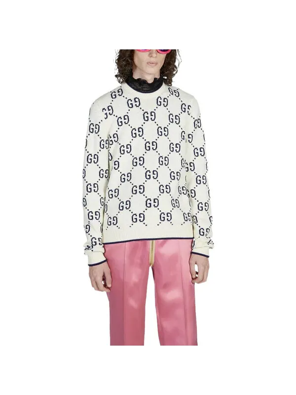 Свитер Gucci gg cotton knit sweater 'ivory cotton' — изображение 2 из 3, белый