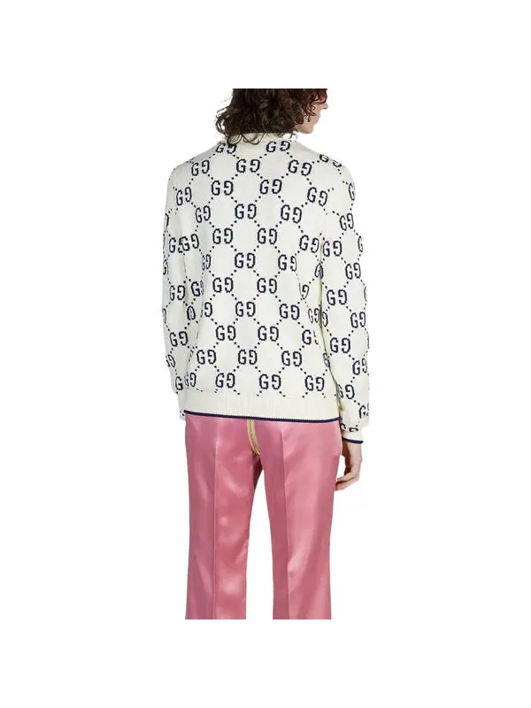 Свитер Gucci gg cotton knit sweater 'ivory cotton' — изображение 3 из 3, белый