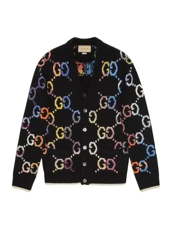 Кардиган Gucci GG Wool Jacquard, шерстяной — изображение 1 из 4, черный