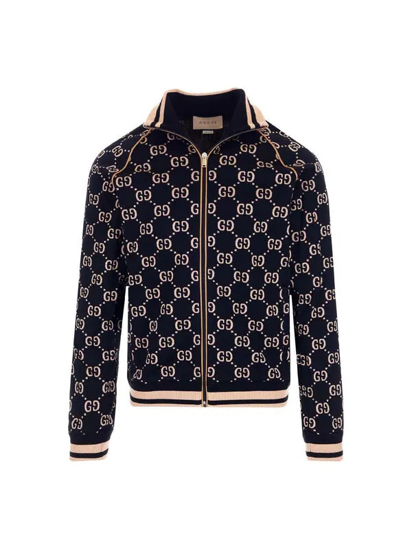 Куртка Gucci gersey cotton jacket — изображение 1 из 4, черный//зеленый/красный