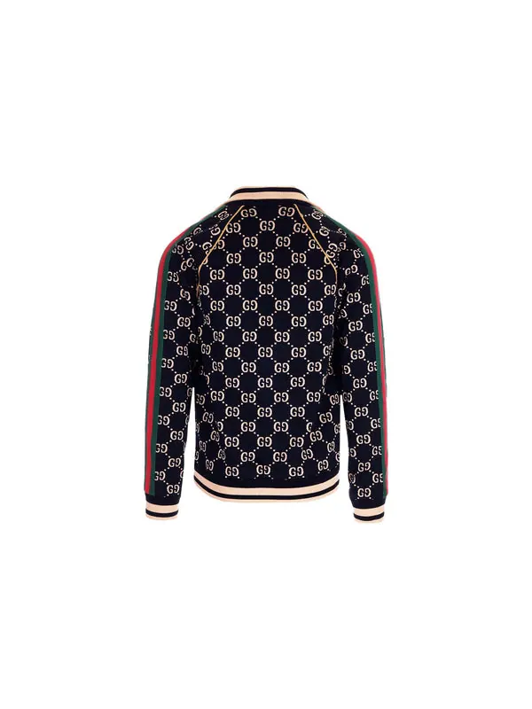 Куртка Gucci gersey cotton jacket — изображение 2 из 4, черный//зеленый/красный